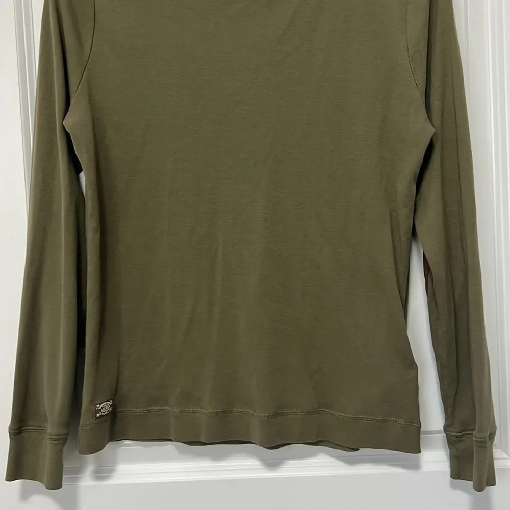 LAUREN RALPH LAUREN Army Green Brown Elbow
Pad Long Sleeve Top Size Large - Picture 4 of 9